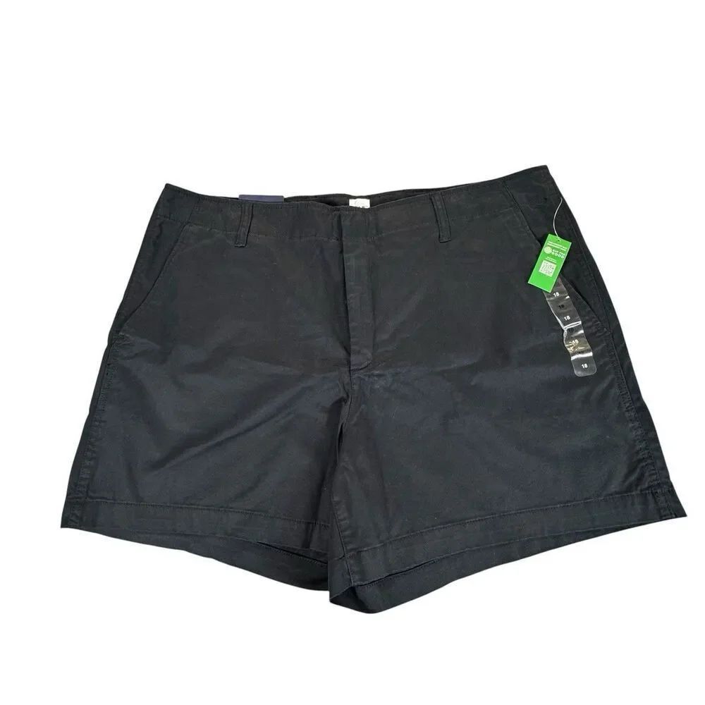 NWT Gap Size 18 Black Classic Chino Downtown Khaki Shorts Stretch 5” Inseam